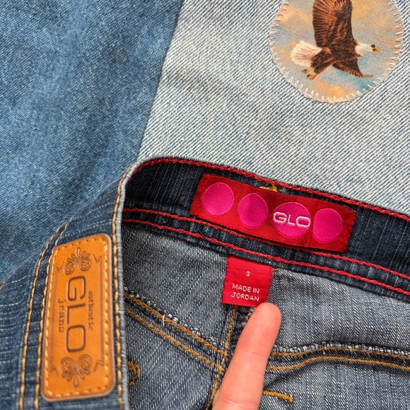 GLO VTG Y2K bootcut flare jeans low rise dark wash denim size 3 - Picture 4 of 11